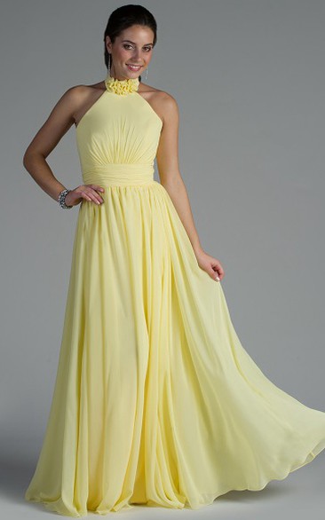 Pale yellow shop chiffon dress