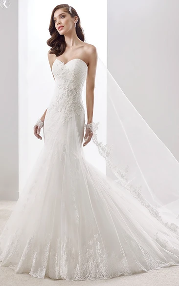 Scooped-Neck Mermaid Bridal Gown With Cap Sleeves And Illusive Lace Panel