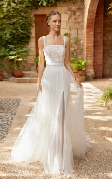 Romantic Chiffon Off-Shoulder Wedding Dress with Open Back Elegant Boho Bridal Gown