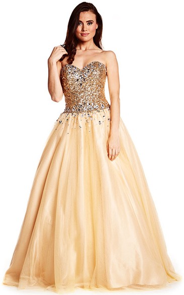gold sequin ball gown