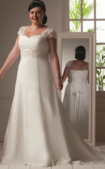 Plus Size Half Sleeve Wedding Dress Bridal Gown Stock size14.16.18.20.22.24.26 