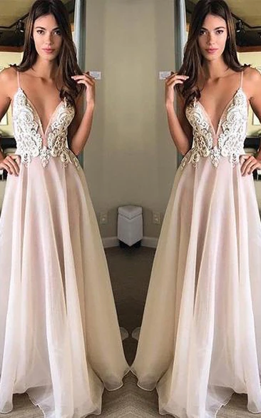 A Line Sleeveless Chiffon Modern Open Back Formal Dress with Appliques