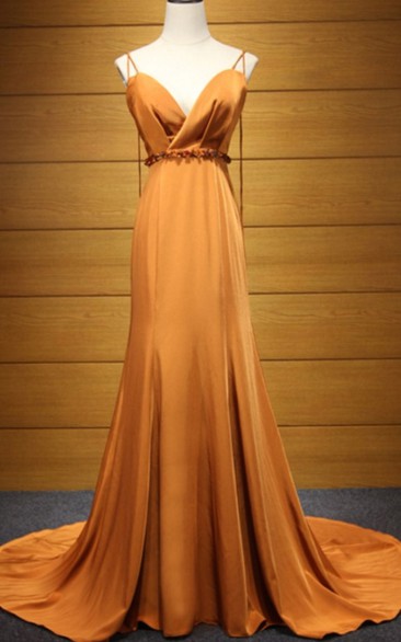 Elegant Jersey Floor-length Sleeveless A Line Straps Prom Dress with Sash
