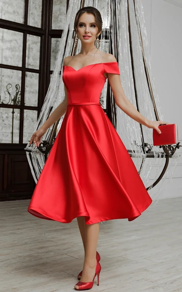 Satin Off-the-shoulder A-Line Evening Dress Modern Women's Dress