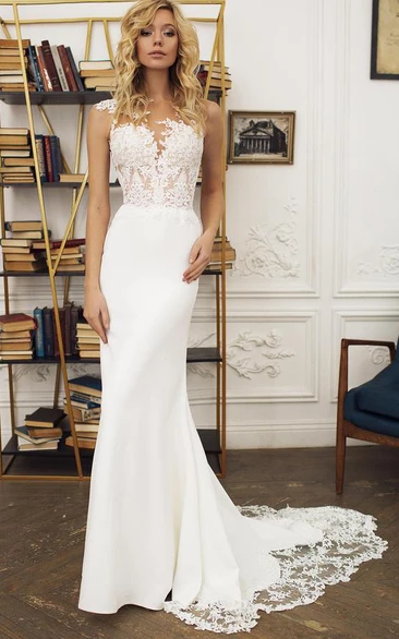 Satin trumpet wedding outlet gown