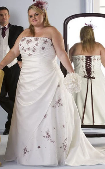 White and purple outlet wedding dress plus size