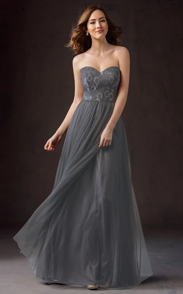 Sweetheart A-Line Floor-Length Bridesmaid Dress With Appliques