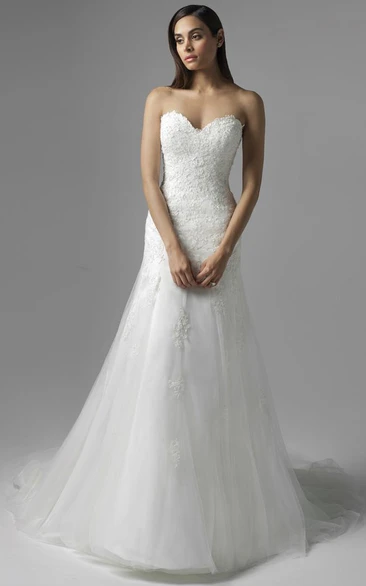 A-Line Sweetheart Tulle&Lace Wedding Dress