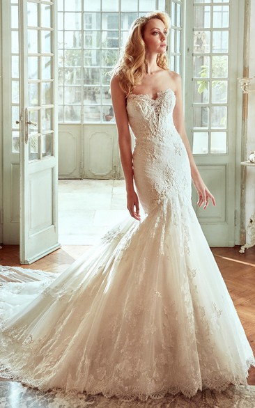 Sweetheart Mermaid Wedding Dress with Chapel Train and Back Draping