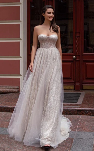 Romantic Tulle A-Line Evening Dress with Off-Shoulder Sequins