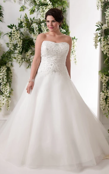 Strapless A-Line Dress With Beaded Bodice