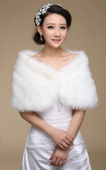 Adorable Bridal Faux Fur Short Shawl for Winter