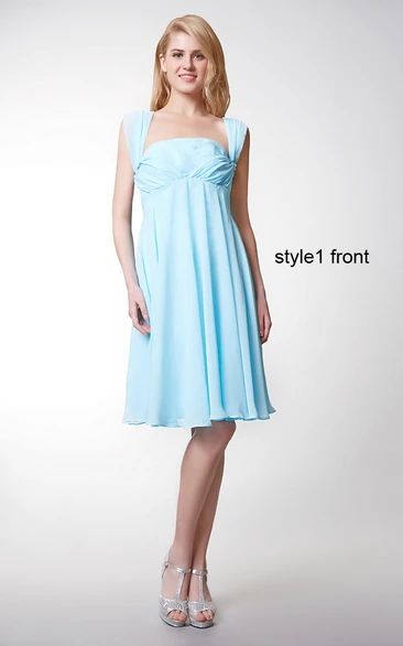 Sleeveless Pleated Short Chiffon Dress With Convertible Straps