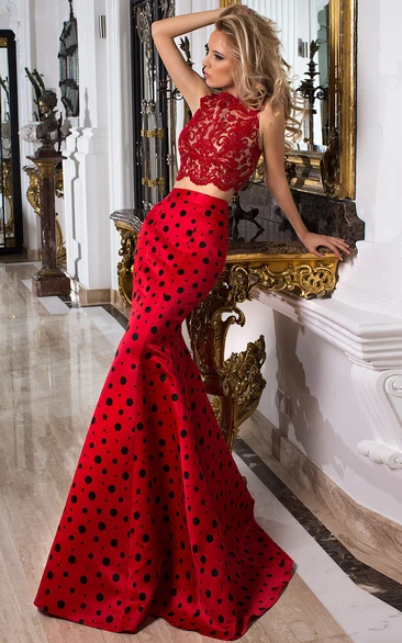 Red Trumpet Prom Dress 2 Piece