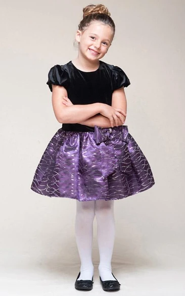 Mini Bowed Sequins Flower Girl Dress With Tiers