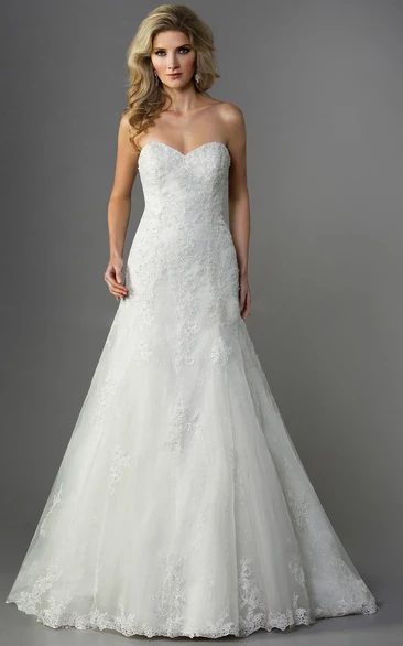 Sweetheart Mermaid Gown With Appliques And Open Back