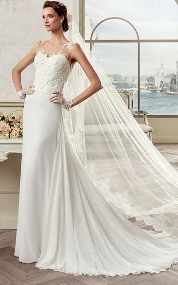 Sweetheart Sheath Satin Gown With Lace Bodice And Detachable Train