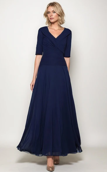 Modern Charming Elegant A-Line Maxi MOB Dress Gorgeous Modest Zipper Back Wedding Guest Gown with Half Sleeves