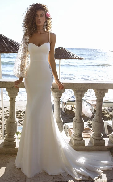 One Shoulder Drop Waist Wedding Dress