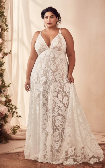 Plus Size A-Line Wedding Dress Tulle Sleeveless Spaghetti Bohemian Country Garden Beach 2023