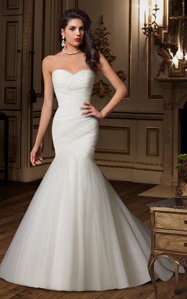 Sweetheart Mermaid Tulle Wedding Dress With Court Train