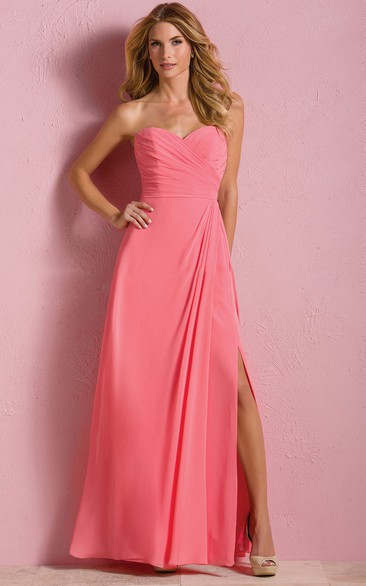 Sweetheart A-Line Gown With Side Slit And Keyhole Back
