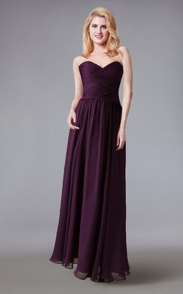 Sweetheart Chiffon Long Dress With Ruched Bodice