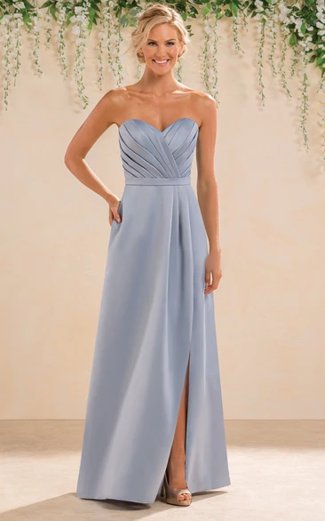 Sweetheart A-Line Satin Bridesmaid Dress With Pockets And Keyhole Back