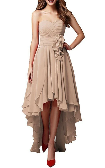 Sweetheart High Low Dress With Layered Skirt