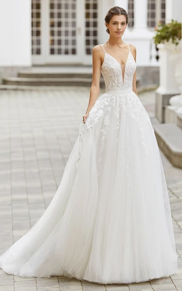 Chiffon Applique A-Line Beach Wedding Dress Western Romantic Adorable