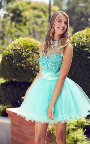 Seafoam green homecoming on sale dress