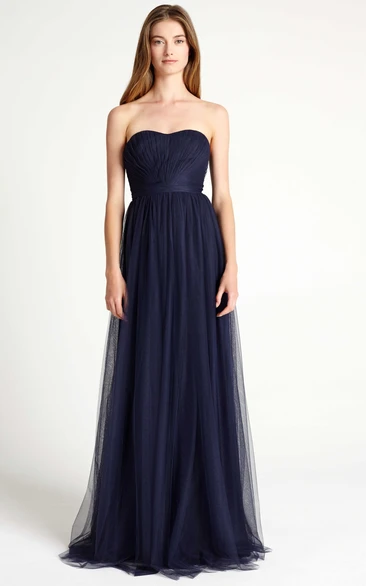 Strapless Ruched Tulle Bridesmaid Dress