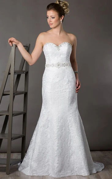 Crystal Sweetheart And Waist Mermaid Lace Bridal Gown