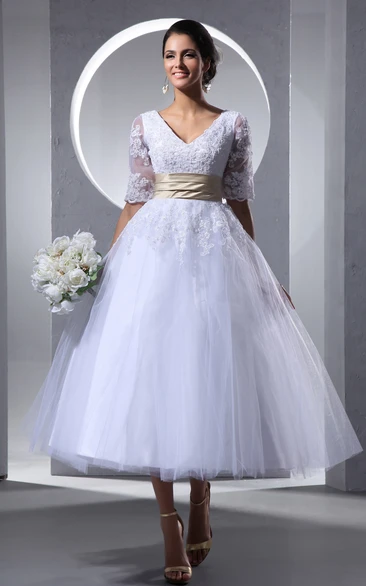 For Older Brides Tea Length Wedding Dresses