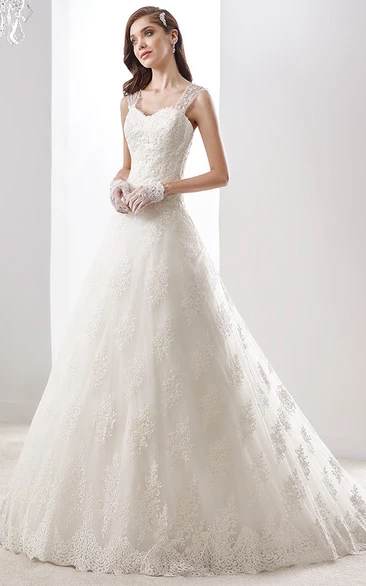 Sweetheart A-line Wedding Gown with Keyhole And Illusive Lace Straps