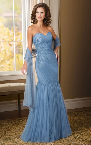 Sweetheart Mermaid Mother Of The Bride Dress With Appliques And Shawl
