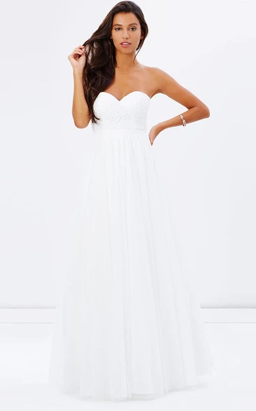 A-Line Sweetheart Sleeveless Lace Chiffon Bridesmaid Dress