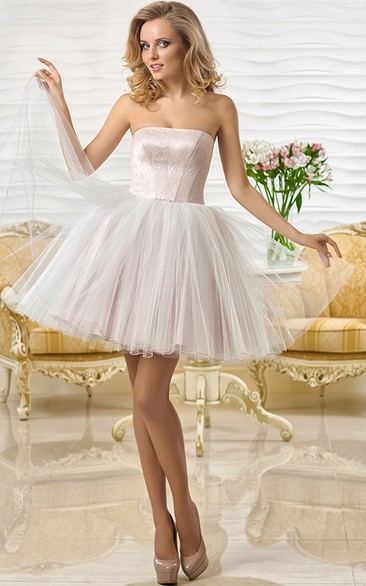 Strapless Mini Sleeveless Tulle Prom Dress
