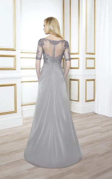 Silver Grey Chiffon Evening Dress