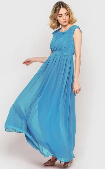 Sky Blue Long Chiffon Bridesmaid Dress