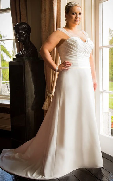 Illusion Straps Sweetheart A-Line Bridal Gown With Train