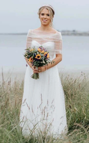  A-Line Chiffon Romantic Sleeveless Wedding Dress With Zipper Back