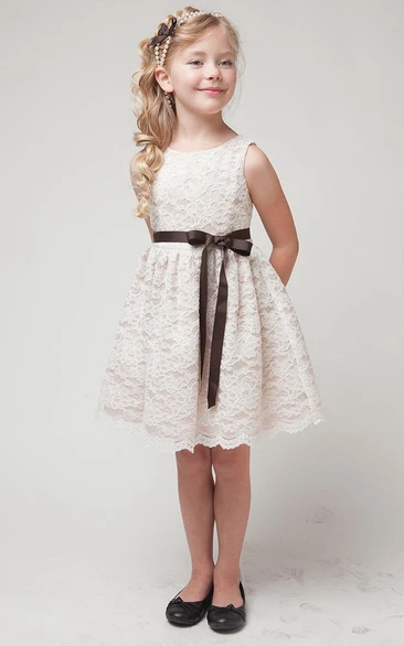 Split Midi Tiered Lace Flower Girl Dress - UCenter Dress