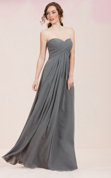 Sweetheart A-Line Long Gown With Crisscrossed Ruching