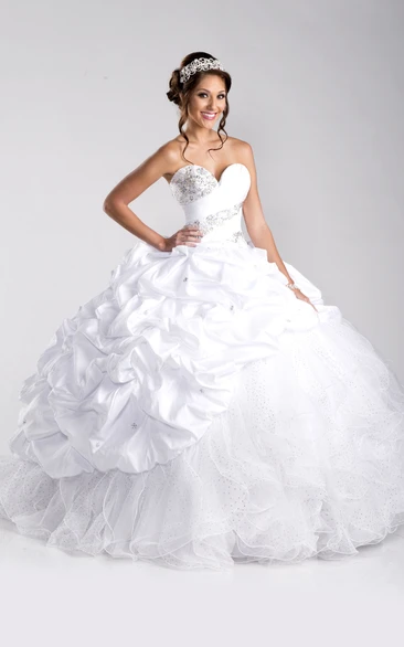 Tulle And Taffeta Ball Gown With Pick-Ups And Lace-Up Back