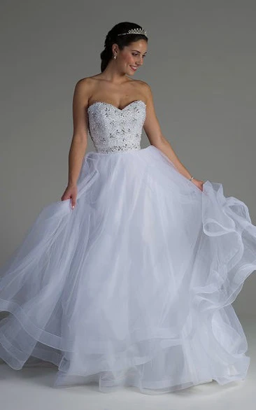 Sweetheart Tulle Bridal Ball Gown With Crystal Bodice
