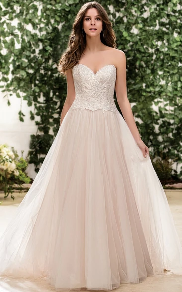 Sweetheart A-Line Gown With Gorgeous Appliqued Bodice