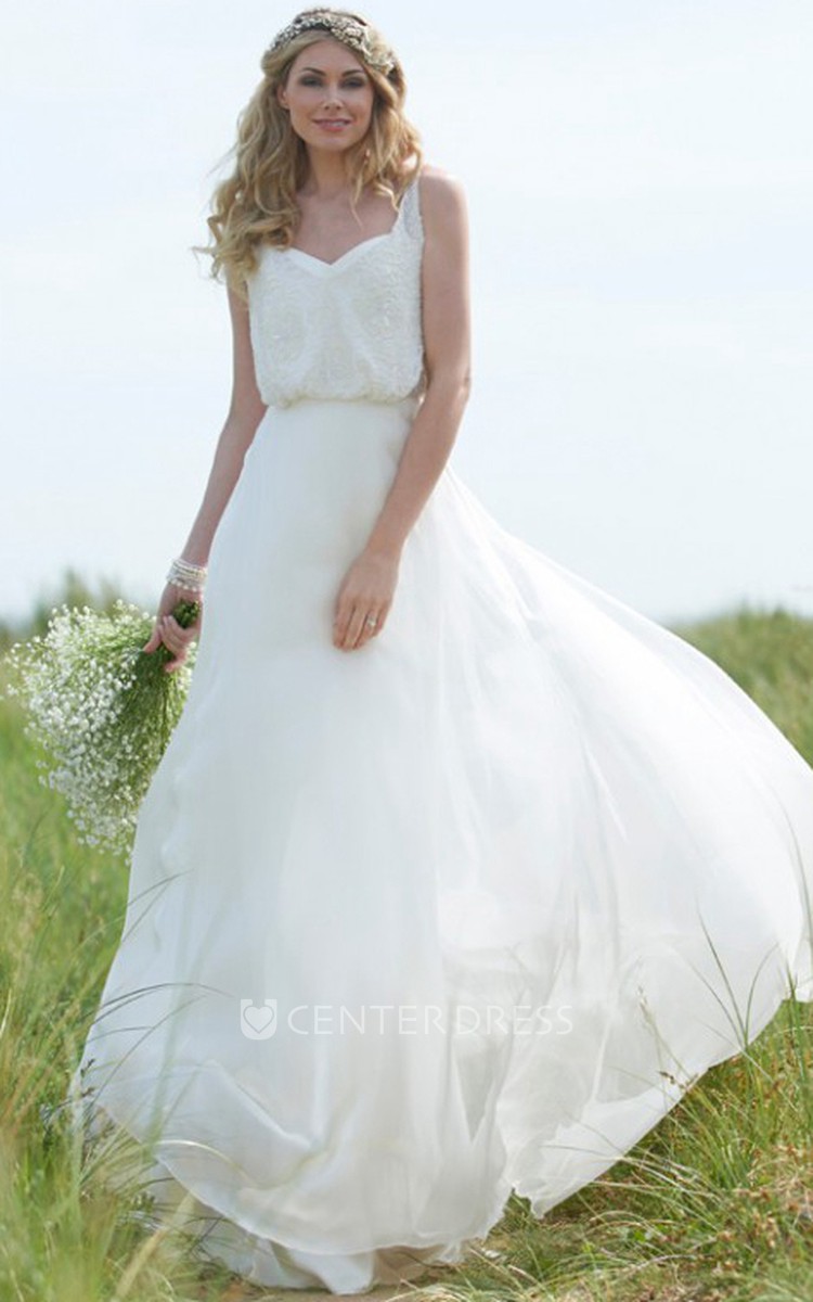 Crinkle Chiffon Empire Wedding Dress