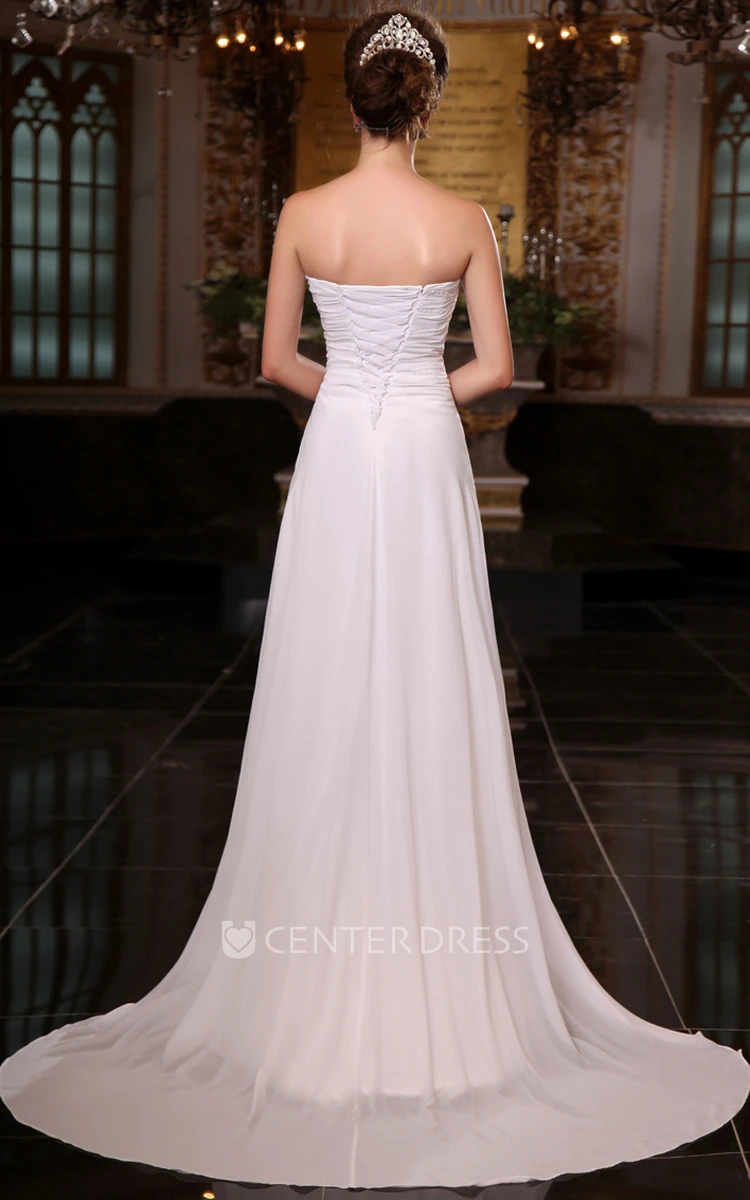 Fabulous Strapless Sleeveless Chiffon Wedding Dress with Ruching