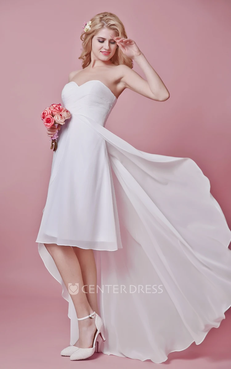 Chic High-low Sweetheart Chiffon Wedding Dress